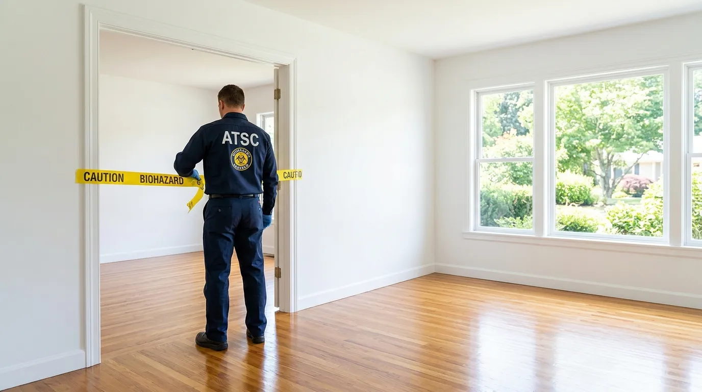 Certified biohazard cleanup crew performing Decomposition Cleanup in Choctaw
